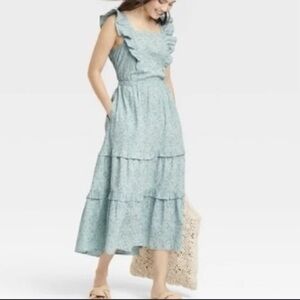 Universal Thread Sky Blue Tiered Midi Dress